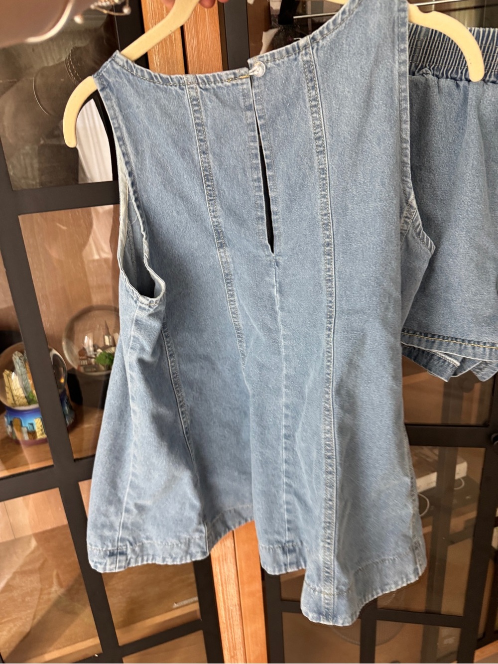 Cassius denim set tank top light wash sleeveless shorts chambray desert muse - Picture 4 of 9